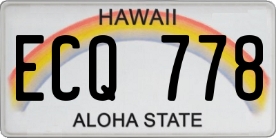 HI license plate ECQ778