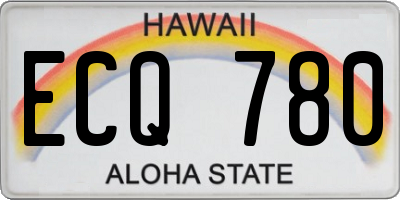 HI license plate ECQ780
