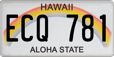 HI license plate ECQ781