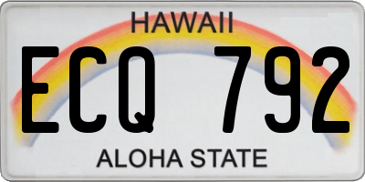 HI license plate ECQ792