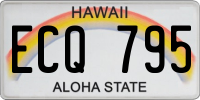 HI license plate ECQ795
