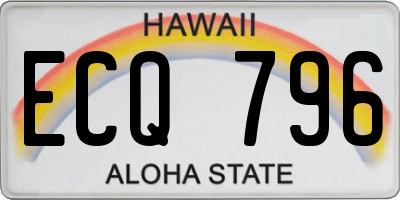 HI license plate ECQ796