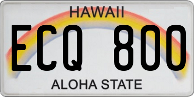 HI license plate ECQ800