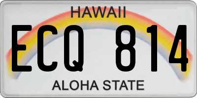 HI license plate ECQ814