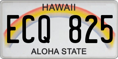 HI license plate ECQ825