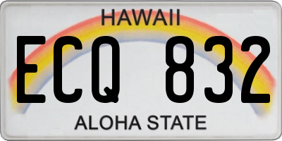 HI license plate ECQ832