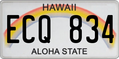 HI license plate ECQ834