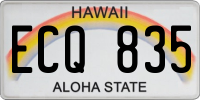HI license plate ECQ835