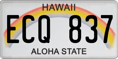 HI license plate ECQ837