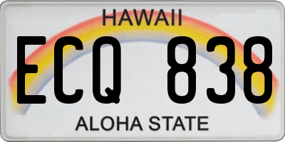 HI license plate ECQ838