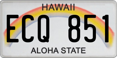 HI license plate ECQ851