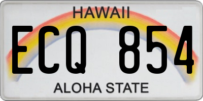 HI license plate ECQ854