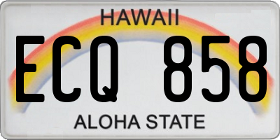 HI license plate ECQ858