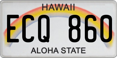 HI license plate ECQ860