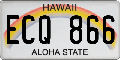HI license plate ECQ866