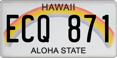 HI license plate ECQ871
