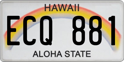 HI license plate ECQ881