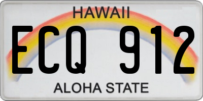 HI license plate ECQ912