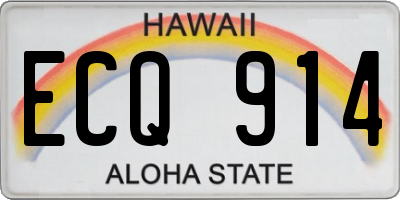 HI license plate ECQ914