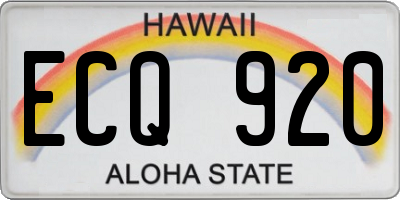 HI license plate ECQ920