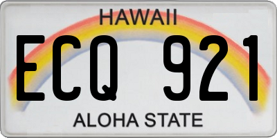 HI license plate ECQ921