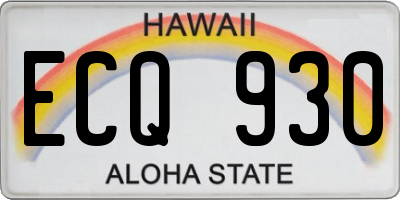 HI license plate ECQ930