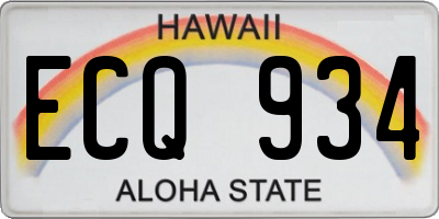 HI license plate ECQ934