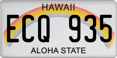 HI license plate ECQ935