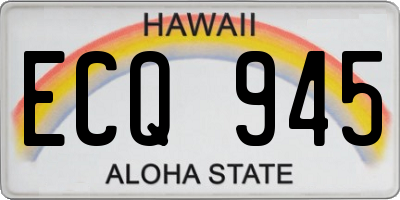 HI license plate ECQ945