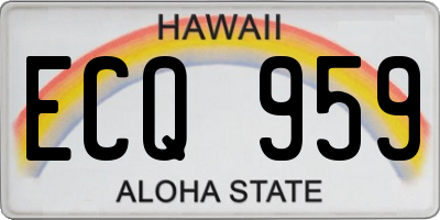 HI license plate ECQ959