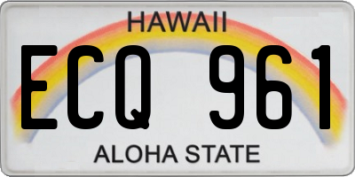 HI license plate ECQ961