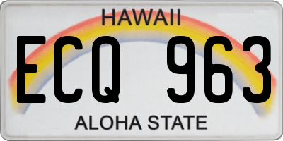 HI license plate ECQ963