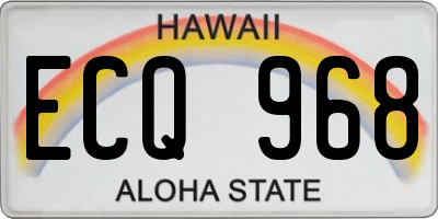 HI license plate ECQ968