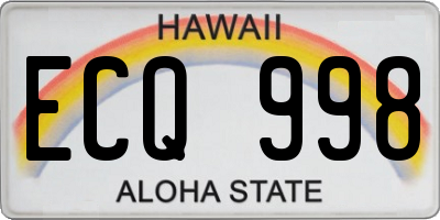 HI license plate ECQ998