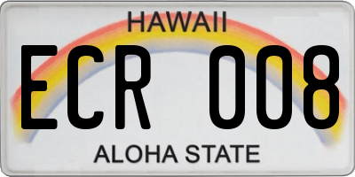 HI license plate ECR008