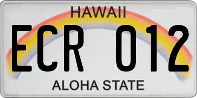 HI license plate ECR012
