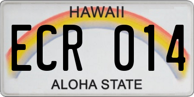 HI license plate ECR014