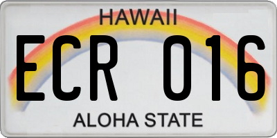 HI license plate ECR016