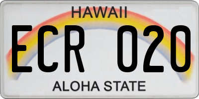 HI license plate ECR020
