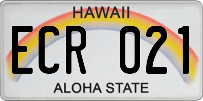 HI license plate ECR021