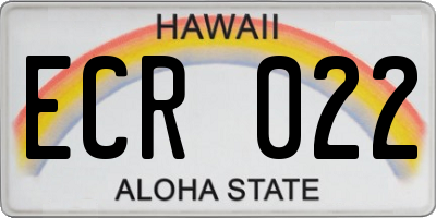 HI license plate ECR022