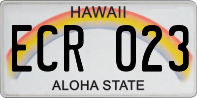 HI license plate ECR023
