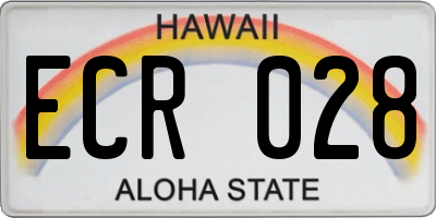 HI license plate ECR028