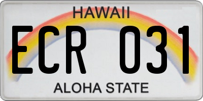HI license plate ECR031