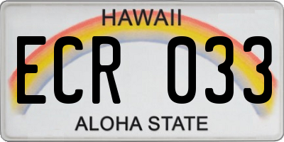 HI license plate ECR033