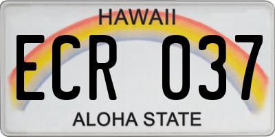 HI license plate ECR037