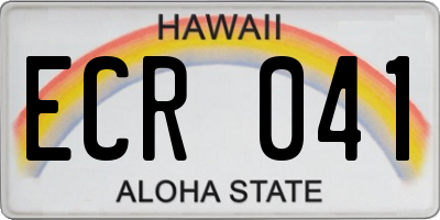 HI license plate ECR041