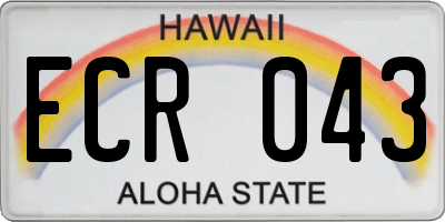 HI license plate ECR043