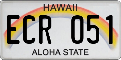 HI license plate ECR051