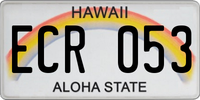 HI license plate ECR053